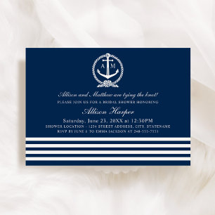 Nautical Navy Blue and White Stripes Bridal Shower Einladung