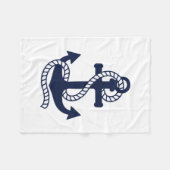 Nautical Navy Blue Anker {hole deine Farbe} Fleecedecke (Vorderseite (Horizontal))