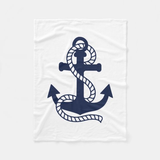 Nautical Navy Blue Anker {hole deine Farbe} Fleecedecke (Vorderseite)