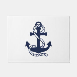 Nautical Navy Blue Anker {hole deine Farbe} Fußmatte
