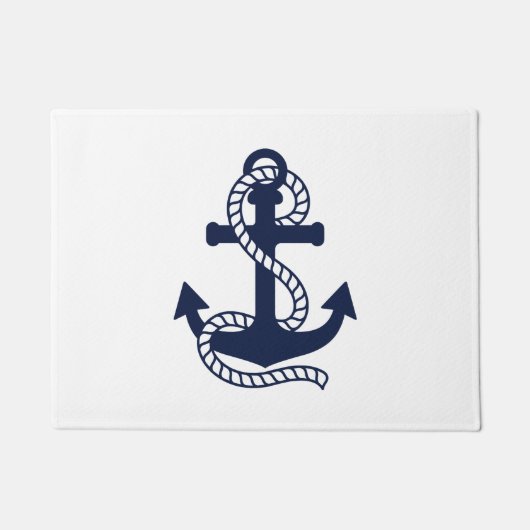 Nautical Navy Blue Anker {hole deine Farbe} Fußmatte (Vorderseite)