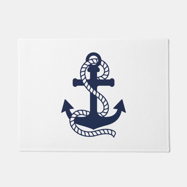 Nautical Navy Blue Anker {hole deine Farbe} Fußmatte (Vorderseite)