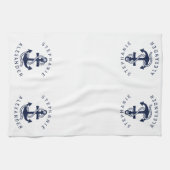 Nautical Navy Blue Anker {hole deine Farbe} Handtuch (Horizontal)