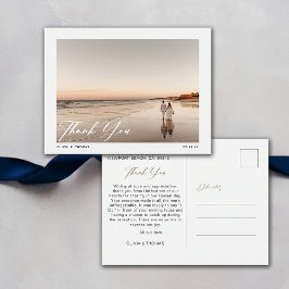 Nautical Navy Blue Beach Wedding Foto Vielen Dank Postkarte