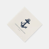 Nautical Navy Blue Boat Anchor Wedding Paper Serviette (Ecke)