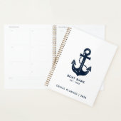 Nautical Navy Blue Boat Name Anchor Planer (Anzeige)
