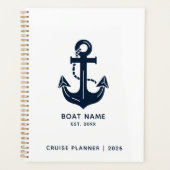 Nautical Navy Blue Boat Name Anchor Planer (Vorderseite)