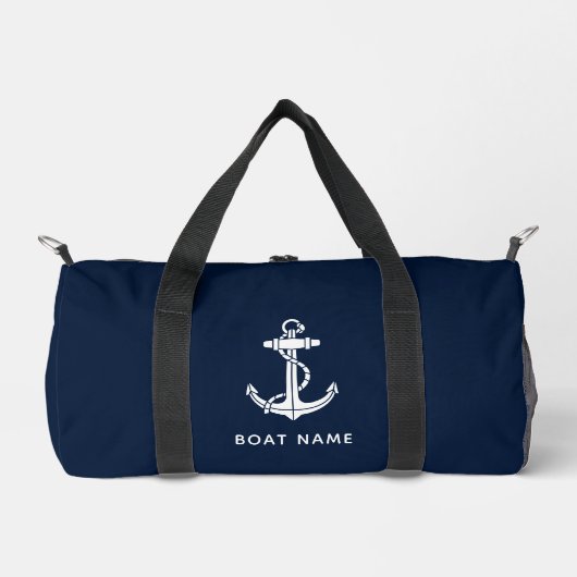 Nautical Navy Blue Boat Name Custom Cruise Duffle Bag (Vorderseite)