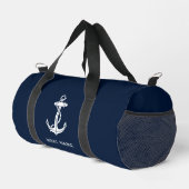 Nautical Navy Blue Boat Name Custom Cruise Duffle Bag (Rechte Ecke)