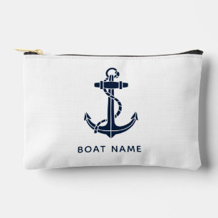 Nautical Navy Blue Boat Name Custom Swag Zubehörtasche