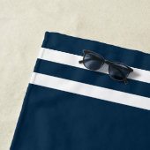 Nautical Navy Blue Boat Name Strandtuch (Beispiel)