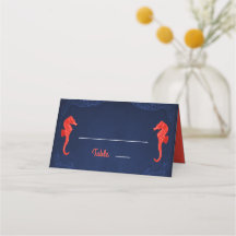 Nautical Navy Blue Coral Seepferde Beach Hochzeit