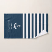 Nautical Navy Blue Custom Boat Name gestreift Handtuch (Handtuch)