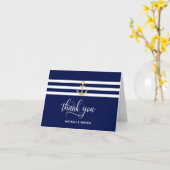 Nautical Navy Blue Gold Anker Vielen Dank für Ihre Karte (Gelbe Blume)