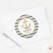 Nautical Navy Blue Gold Anker Vielen Dank Runder Aufkleber (Umschlag)