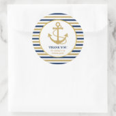 Nautical Navy Blue Gold Anker Vielen Dank Runder Aufkleber (Tasche)