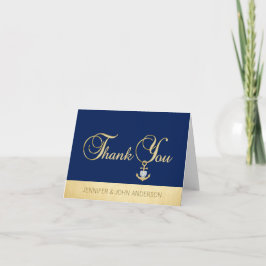 Nautical Navy Blue Gold Foil Hochzeit Vielen Dank Dankeskarte