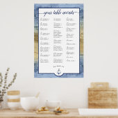 #Nautical Navy Blue & Gold Seetabelle Poster (Küche)