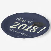 Nautical Navy Blue Graduation Party Pappteller (Schrägansicht)