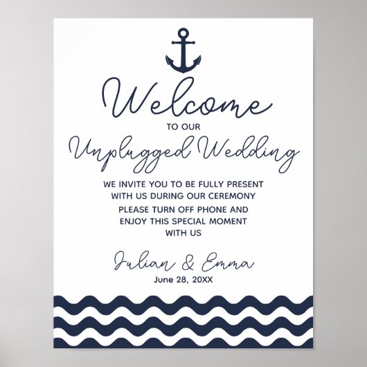 Nautical Navy Blue Herzlich willkommen bei unserem Poster (Vorne)
