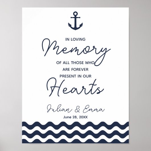 Nautical Navy Blue in Love Memory Print Poster (Vorne)