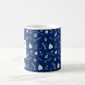 Nautical Navy Blue Initial Coffee Tasse (Mittel)