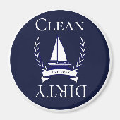 Nautical Navy Blue Sailboat Küste Mit Monogramm Magnet (Vorne)