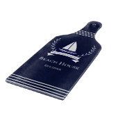 Nautical Navy Blue Sailboat Küste Mit Monogramm Schneidebrett (Ecke)