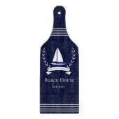 Nautical Navy Blue Sailboat Küste Mit Monogramm Schneidebrett (Vorderseite)