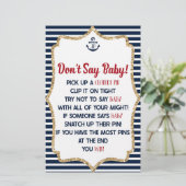 Nautical Navy Blue Say Baby Shower Game nicht Briefpapier (Stehend Vorderseite)