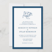 Nautical Navy Blue Sea Turtle Elegante Wedding Einladung (Vorderseite)