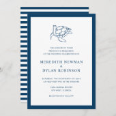 Nautical Navy Blue Sea Turtle Elegante Wedding Einladung (Vorne/Hinten)