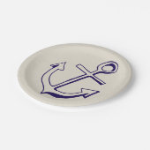 Nautical Navy Blue Ship Anchor Tan Wedding Pappteller (Schrägansicht)