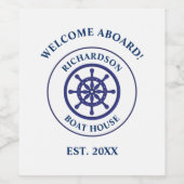 Nautical Navy Blue Ship Whep Name Sailing Weinetikett (Einzelnes Label)