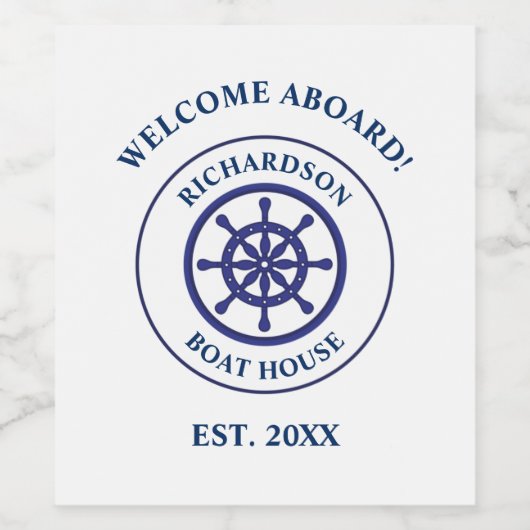 Nautical Navy Blue Ship Whep Name Sailing Weinetikett (Einzelnes Label)