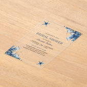 Nautical Navy Blue Starfish Bridal Shower Acryleinladungen (Ablage )