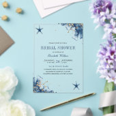 Nautical Navy Blue Starfish Bridal Shower Acryleinladungen (In Situ (Hochzeit))