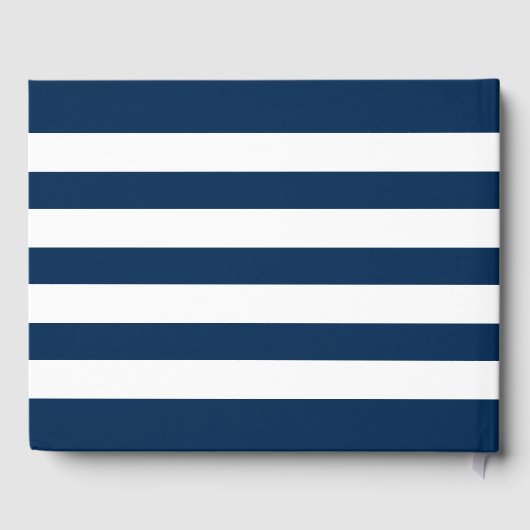 Nautical Navy Blue Stripes Wedding Monogram Gästebuch (Rückseite)