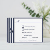 Nautical Navy Blue Swallows UAWG 2 Menu Choice RSVP Karte (Stehend Vorderseite)