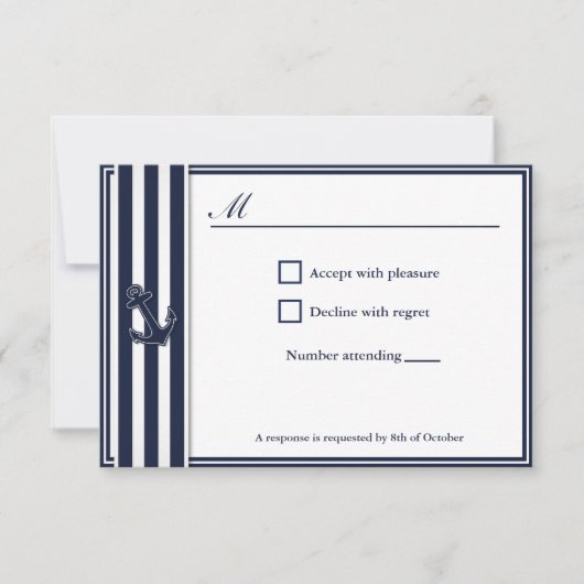 Nautical Navy Blue Swallows UAWG Invitititition RSVP Karte (Vorderseite)