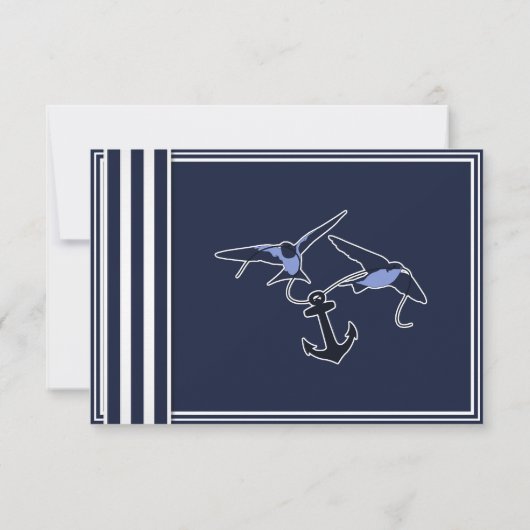 Nautical Navy Blue Swallows UAWG Invitititition RSVP Karte (Rückseite)