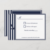 Nautical Navy Blue Swallows UAWG Invitititition RSVP Karte (Vorne/Hinten)