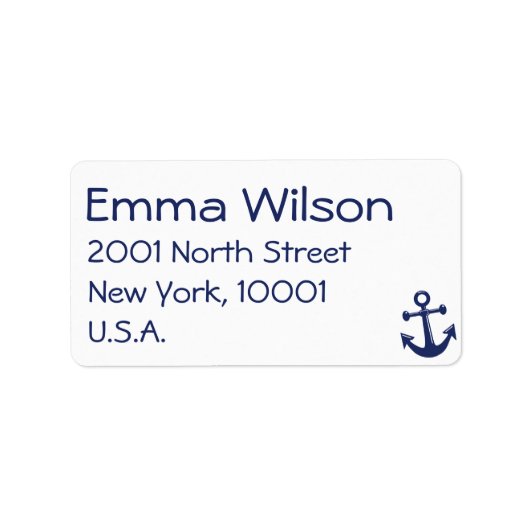 Nautical Navy Blue Wedding Address Labels Adressaufkleber (Vorne)
