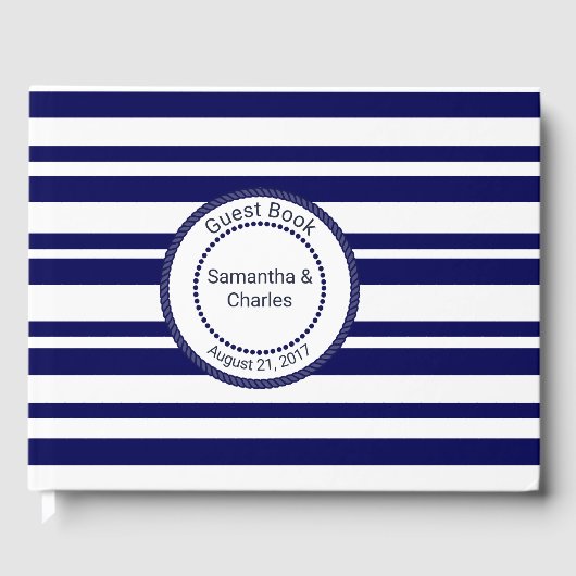 Nautical Navy Blue Wedding Gästebuch (Vorderseite)