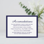 Nautical Navy Blue Wedding Hotel Begleitkarte (Stehend Vorderseite)
