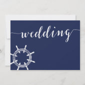 Nautical Navy Blue Wedding Invitation Wheel Einladung (Rückseite)