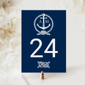 Nautical Navy Blue Wedding Monogram Tischnummer