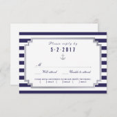 Nautical Navy Blue Wedding RSVP Card Wahlmöglichke (Vorne/Hinten)