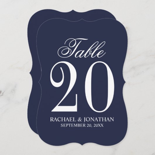 Nautical Navy Blue Wedding Tischnummer Card (Vorne/Hinten)