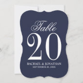 Nautical Navy Blue Wedding Tischnummer Card (Vorderseite)
